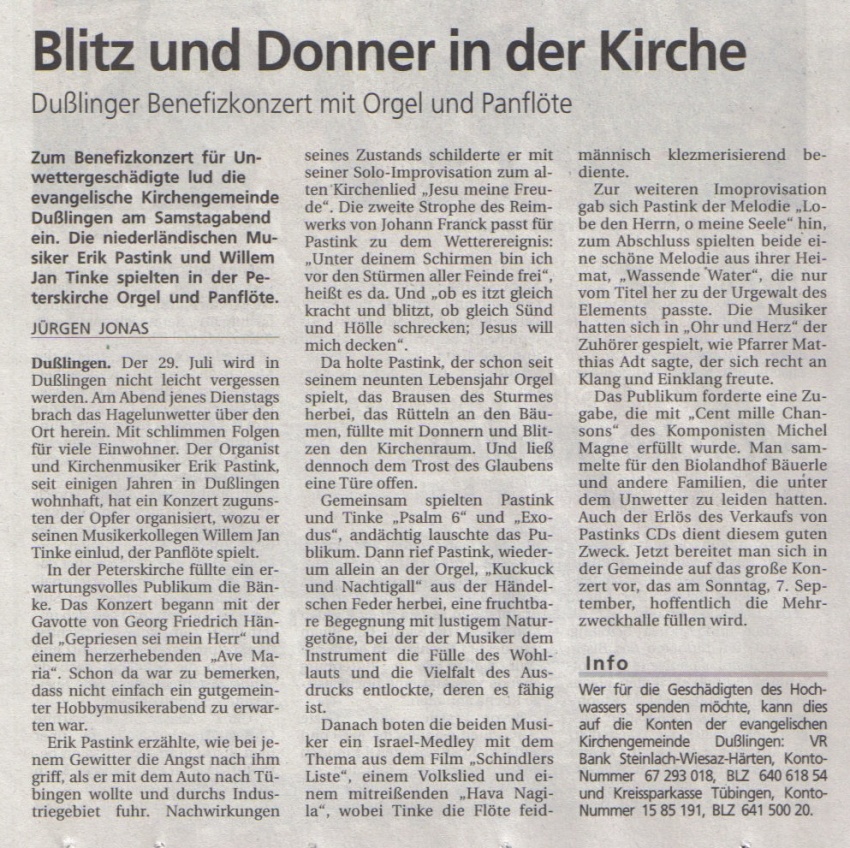 Benefizkonzert Dusslingen